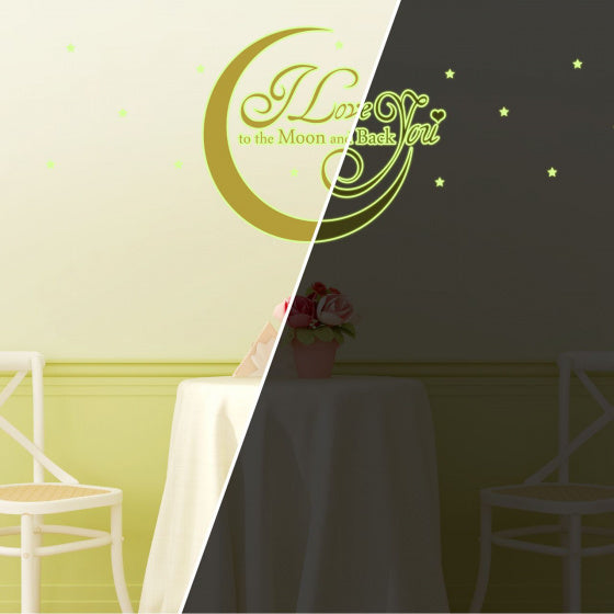 muursticker glow in the dark Love You 140 cm PVC bruin/geel
