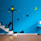 muursticker glow-in-the-dark 220 cm zwart/geel 2-delig