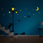 muursticker glow-in-the-dark 220 cm zwart/geel 2-delig