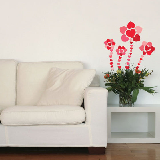 muursticker harten pvc 30 x 60 cm rood 75-delig