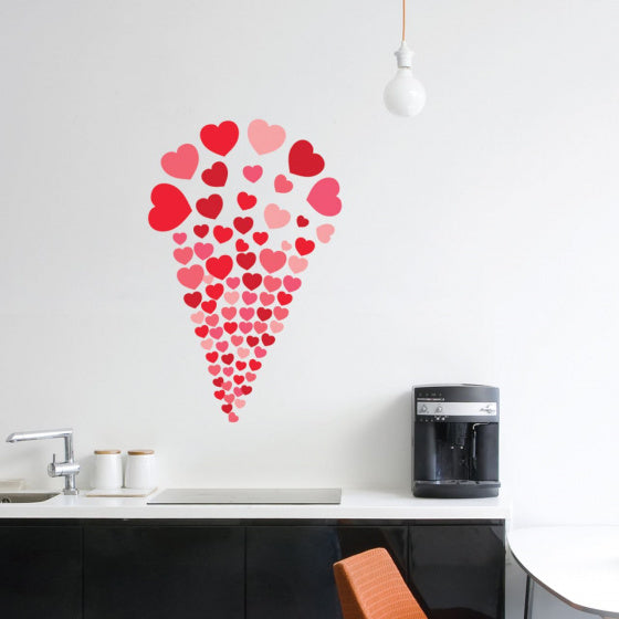 muursticker harten pvc 30 x 60 cm rood 75-delig