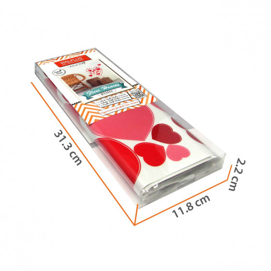 muursticker harten pvc 30 x 60 cm rood 75-delig