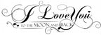 muursticker I Love You 100 x 35 cm PVC zwart