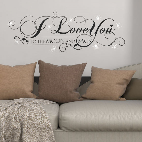muursticker I Love You 100 x 35 cm PVC zwart