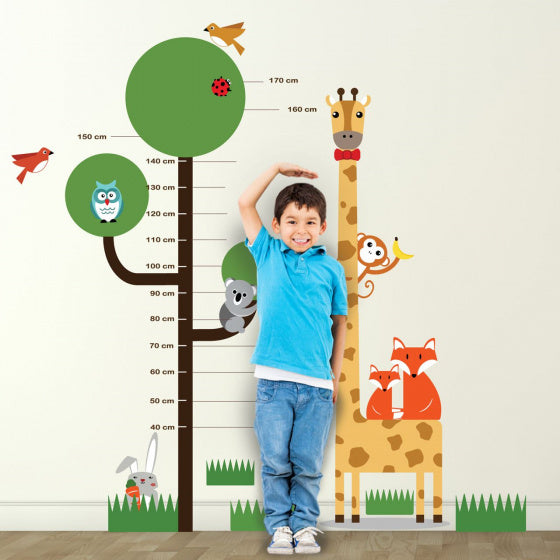 muursticker groeimeter boom junior 188 cm PVC 3-delig