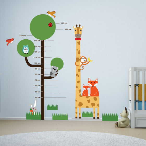 muursticker groeimeter boom junior 188 cm PVC 3-delig