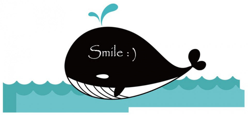 muursticker krijtbord walvis 70 cm PVC zwart/blauw