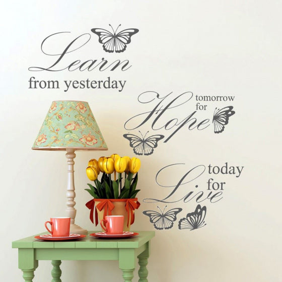 muursticker learn hope live 87 cm PVC zwart