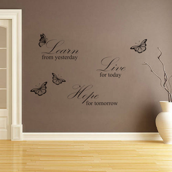 muursticker learn hope live 87 cm PVC zwart