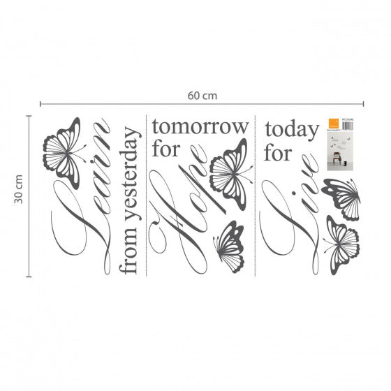 muursticker learn hope live 87 cm PVC zwart