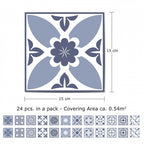 muursticker Lisbon 15x15 cm 24 stuks blauw