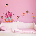 muursticker prinsessen meisjes 114 cm PVC roze