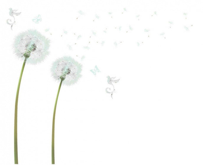 muursticker paardenbloem 123 cm PVC wit/groen