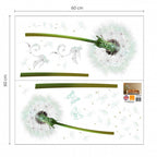 muursticker paardenbloem 123 cm PVC wit/groen