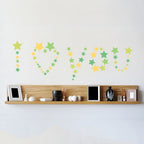 muursticker sterren 30 x 90 pvc groen/geel 83-delig