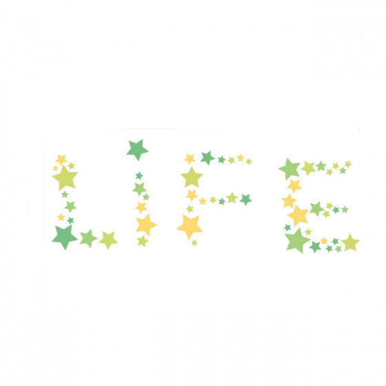 muursticker sterren 30 x 90 pvc groen/geel 83-delig