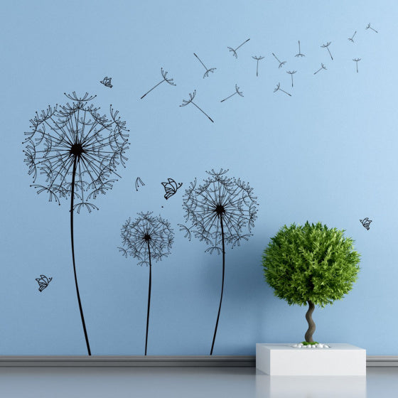 Walplus Home Decoratie Sticker Paardenbloem Zwart