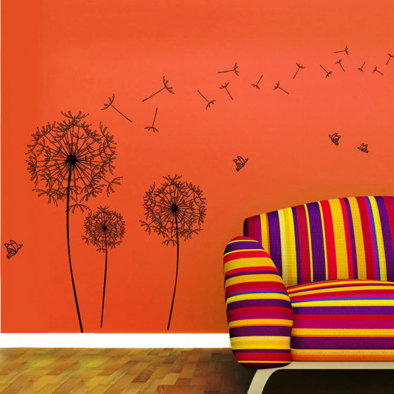 Walplus Home Decoratie Sticker Paardenbloem Zwart