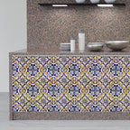 decoratiesticker talavera tegels 108x108 cm PVC blauw/bruin