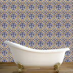 decoratiesticker talavera tegels 108x108 cm PVC blauw/bruin