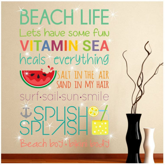 decoratiesticker strand-quotes 136 x 86 cm 5-delig