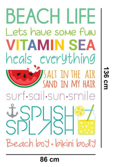 decoratiesticker strand-quotes 136 x 86 cm 5-delig