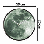 wandklok Maan glow in the dark junior 25 cm grijs