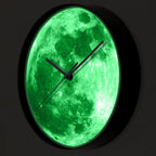 wandklok Maan glow in the dark junior 25 cm grijs