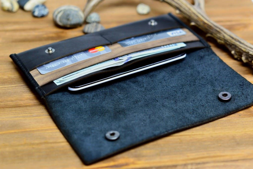 Walt Continental Portefeuille Leer Zwart Knoop