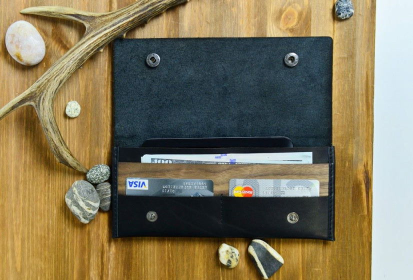 Walt Continental Portefeuille Leer Zwart Knoop