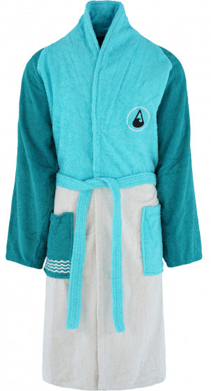 badjas Tres katoen turquoise/blauw/wit maat XL
