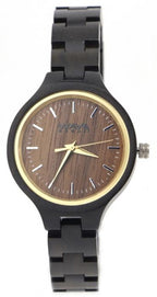 Wave hawaii Horloge Citizen Miyota dames 3,5 cm hout bruin zwart