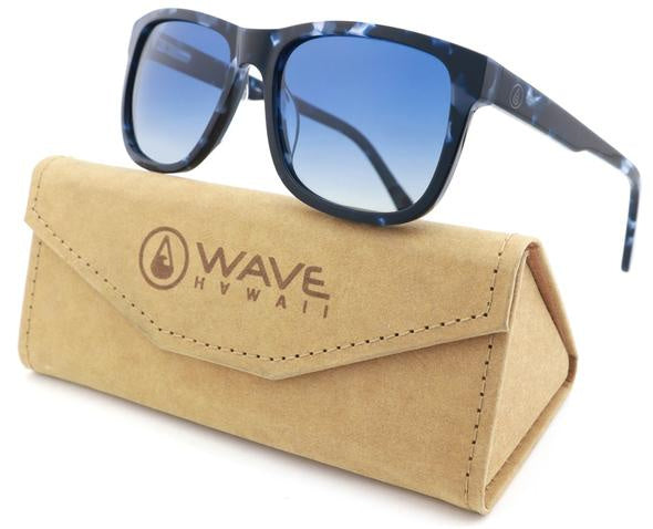 Wave hawaii Acetat houten zonnebril unisex UV400 zwart blauw