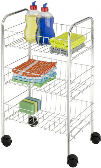 opbergtrolley Florence 25 x 63 cm staal chroom