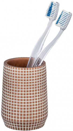 badkamerbeker Ohrid 10 cm polystyreen brons/wit