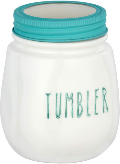 tandenborstelhouder Tirana 11,5 cm keramiek wit/turquoise