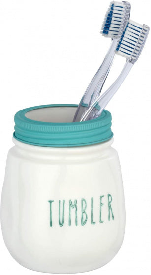 tandenborstelhouder Tirana 11,5 cm keramiek wit/turquoise