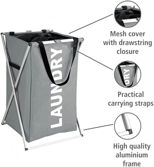 wasmand Uno 52 liter 38 x 57 cm polyester grijs