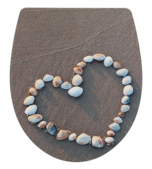 WC-bril Shell Heart 39 x 45 cm acryl bruin/wit