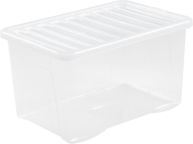 Wham Crystal Opbergbox met Deksel 60 Liter Wit/Transparant