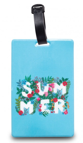 bagagelabel Summer 11 cm lichtblauw/wit/groen