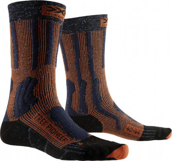 wandelsokken Pioneer nylon/polyester blauw/rood mt 39-41