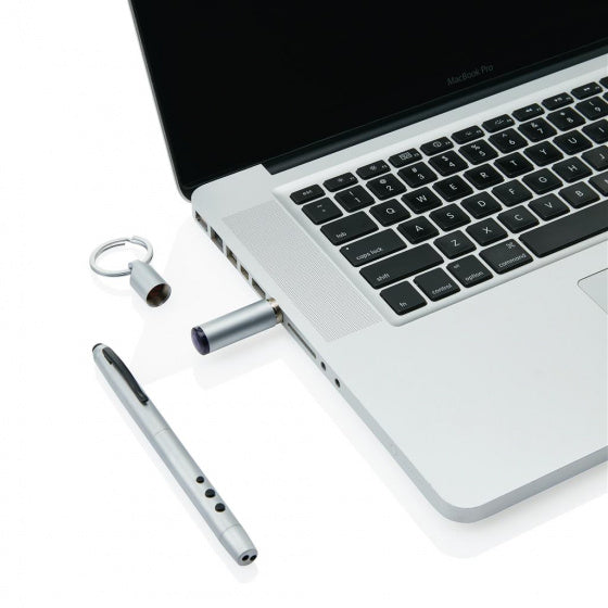 4-in-1 multifunctionele balpen 14,5 cm zilver 8-delig