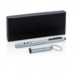 4-in-1 multifunctionele balpen 14,5 cm zilver 8-delig