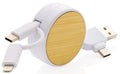 oprolkabel Ontario 4-in-1 100 cm bamboe/TPE wit