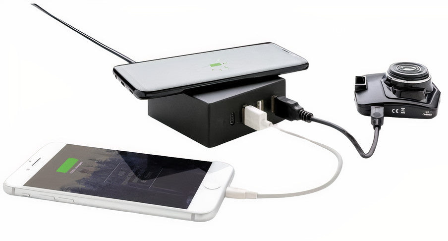 oplader draadloos 3 USB-poorten 13,9 cm ABS zwart