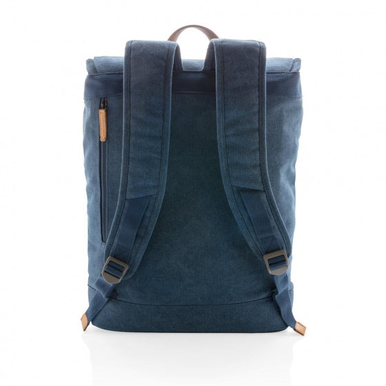laptoprugzak 19L 44 x 32 x 16 cm canvas blauw/bruin