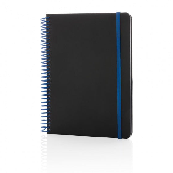 notitieboek Deluxe A5 PVC/papier zwart/blauw