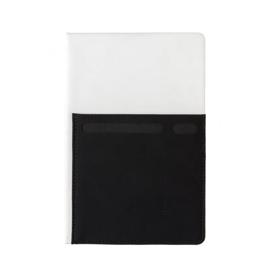 notitieboek met opbergvakken A5 PU/papier wit/zwart
