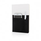 notitieboek met opbergvakken A5 PU/papier wit/zwart